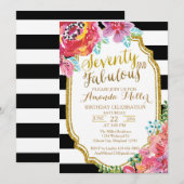 Zeventig en Fabulous waterverf Invitation Kaart (Voorkant / Achterkant)