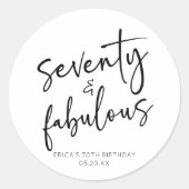 Zeventig & Fabulous Minimaal 70ste Verjaardagsfees Ronde Sticker (Voorkant)