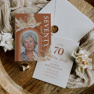 Zeventig & Fabulous Verbrande Oranje Boho Verjaard Kaart