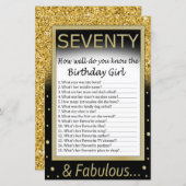 Zeventig Hoe goed ken je het verjaardagsmeisje? (Voorkant / Achterkant)