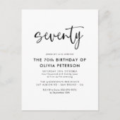 Zeventig moderne 70e zwart-wit verjaardagsfeest uitnodiging briefkaart (Voorkant)