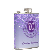 Zeventig & Paarse Glitter & Drink Quote Heupfles (Rechts)