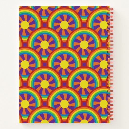 Zeventig Stijlregenbogen en Sun Graphic Journal Notitieboek (Achterkant)