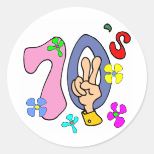 Zeventig T-shirts en cadeautjes. Ronde Sticker