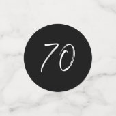 zeventig | Zwart & Wit Moderne 70e Verjaardag Foto Confetti (Kleine voorkant)