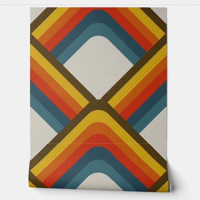 Zeventiger geometrisch behang (Afrollen)