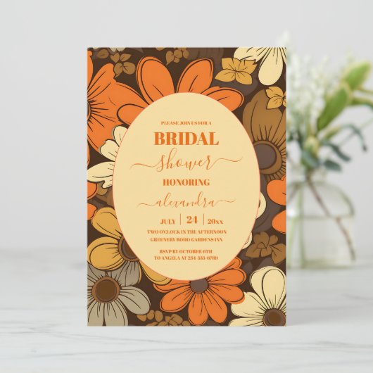 Zeventiger jaren Retro Bloemen Vrijgezellenfeest Kaart (Staand voorkant)