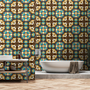 Zeventiger retro bloemenpatroon behang