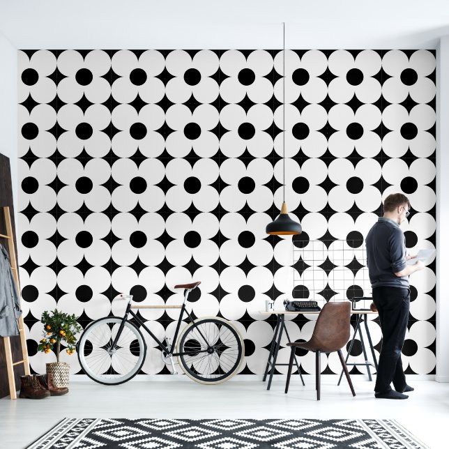 Zeventiger retro bloemenpatroon behang (Woonkamer)