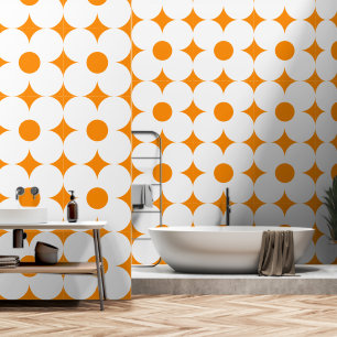 Zeventiger retro bloemenpatroon behang