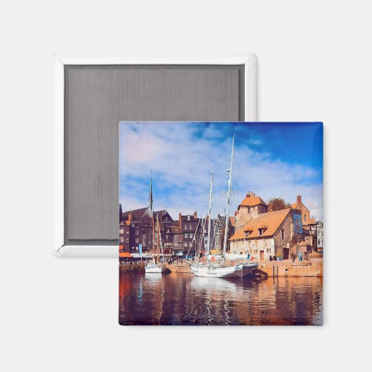 zFR013 HONFLEUR, docking, oude pier, Frankrijk, Fr Magneet (Voorkant / Achterkant)