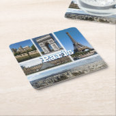 zFR032 TOUR EIFFEL en PARIS, Frankrijk, Vierkante Kartonnen Onderzetter (Schuin)