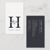 ZFT BLUSH BLUE FLORAL ALPHABETS NAME BRIEF H VISITEKAARTJE (Voorkant / Achterkant)