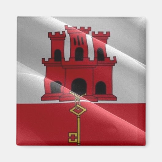 zGI002 GIBRALTAR waving FLAG, Fridge Magneet (Voorkant)
