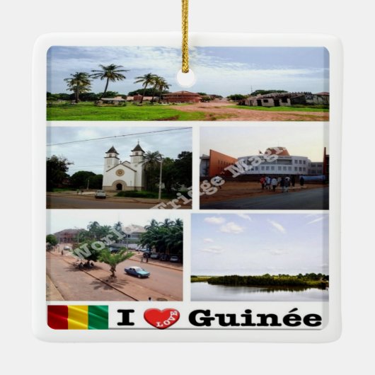 zGN010 GUINEA I Love, Mozaïek, Afrika, Keramisch Ornament (Achterkant)