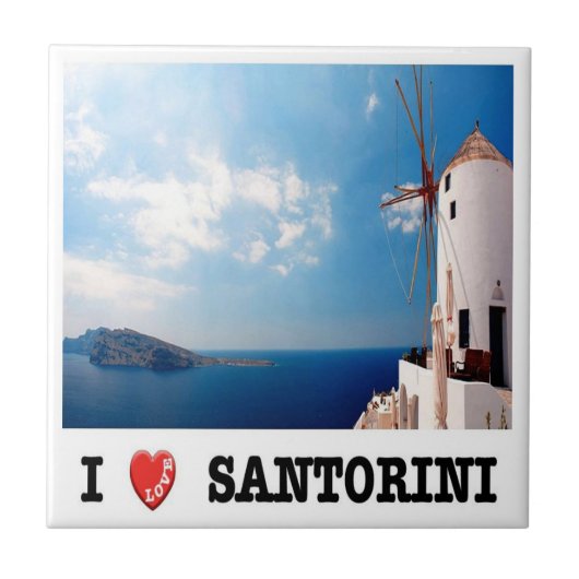 zGR086 SANTORINI, I Love, Griekenland, Tegeltje (Voorkant)