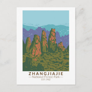 Zhangjiajie National Forest China Travel Art Retro Briefkaart