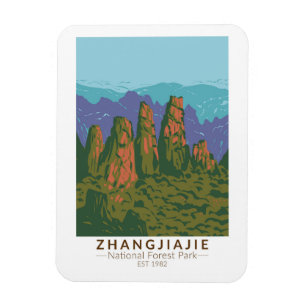 Zhangjiajie National Forest China Travel Art Retro Magneet