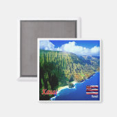 ZHI006 KAUAI, HAWAII, Uitzicht vanuit de lucht, Oc Magneet (Voorkant / Achterkant)