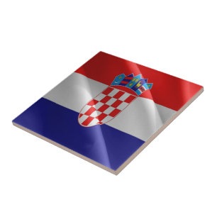 zHR002 KROATIË, Kroatische zwaaiende vlag, Tegeltje
