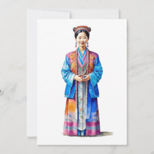 Zhuang Chinese vrouw Portret AA Feestdagenkaart