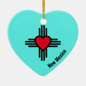 Zia Heart Add Name New Mexico KerstTree Gift Keramisch Ornament (Voorkant)