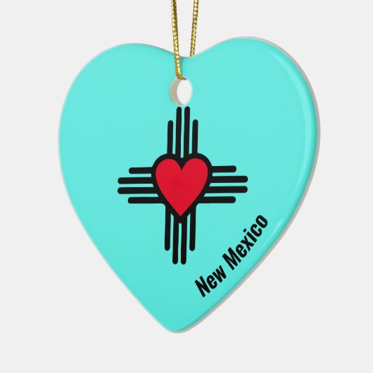 Zia Heart Add Name New Mexico KerstTree Gift Keramisch Ornament (Links)