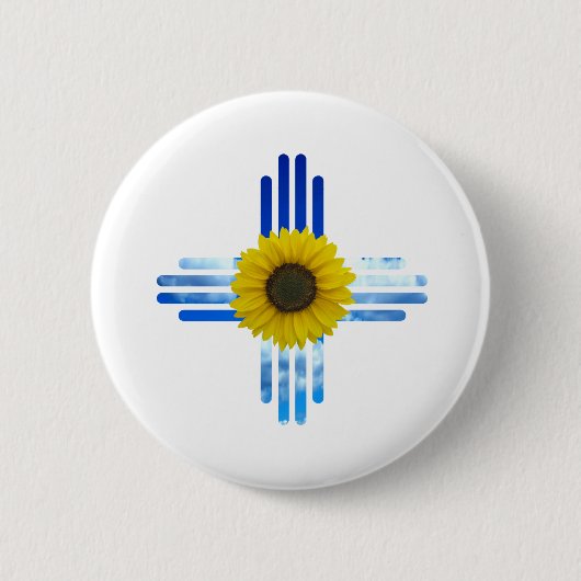 Zia Sky en Sunflower Ronde Button 5,7 Cm (Voorkant)