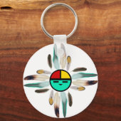 Zia Sun God met de veren Sleutelhanger (Voorkant)