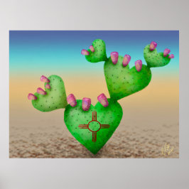 Zia Sun Heart Nopales woestijnscène New Mexico Poster