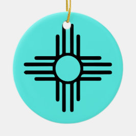 Zia Symbool Voeg kerstboom toe Turquoise Holiday Keramisch Ornament