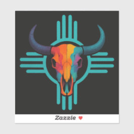 Zia Zon Stier Schedel Sticker
