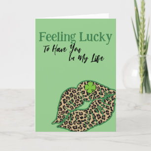 Zich gelukkig voelen St. Patrick's Day Leopard Gro Bedankkaart