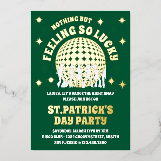 Zich zo gelukkig voelen Groene St. Patrick's Day P Folie Uitnodiging (Voorkant)