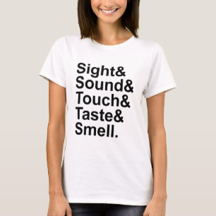 Zicht Geluid Aanraking Smaak Reuk Vijf Zintuigen T-shirt