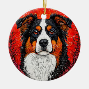 Zicht op de kop van een schattige hond keramisch ornament