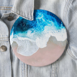 Zicht op het strand ronde button 6,0 cm