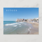 Zicht op het strand van Sitges op ansichtkaart Briefkaart (Voorkant)