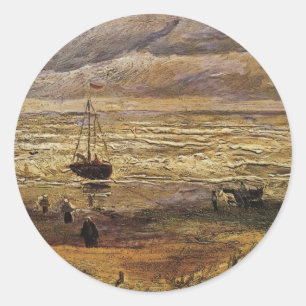 Zicht op zee bij Scheveningen door Vincent van Gog Ronde Sticker