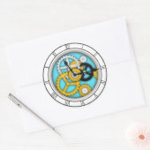 Zichtbare Clockwork Roman 3-D Art Illusion Aqua Ronde Sticker (Envelop)