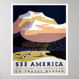 Zie Amerika, reis van Montana WPA Poster