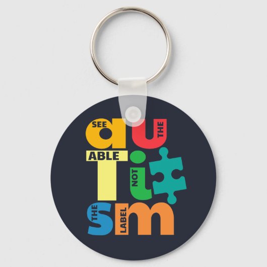 Zie de Actie Niet het Autisme van het Etiket Sleutelhanger (Voorkant)
