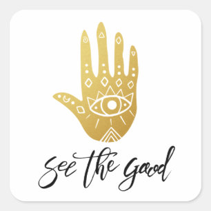 Zie de Goede Hamsa Vierkante Sticker