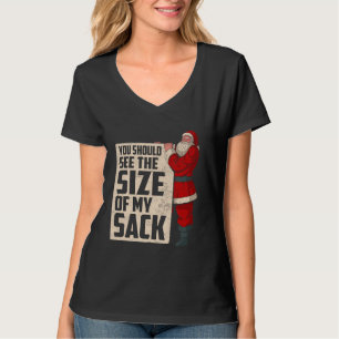 Zie de grootte van mijn zak Funny Santa Clase Kers T-shirt
