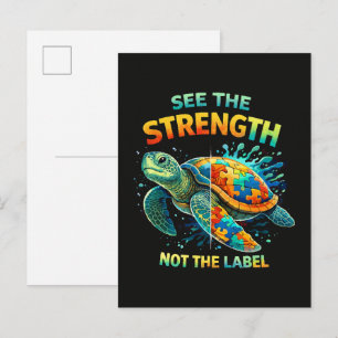 Zie de kracht Turtle Autisme Acceptatie Aankondigingskaart