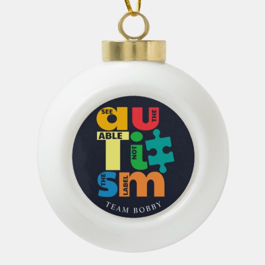 Zie de tabel Autisme Bewustzijn Custom Keramische Bal Ornament (Voorkant)