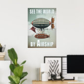 Zie de wereld door het luchtschip | Steampunkreize Poster (Thuiskantoor)