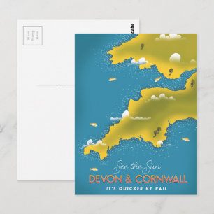 Zie de zon - Devon & Cornwall reisposter. Briefkaart