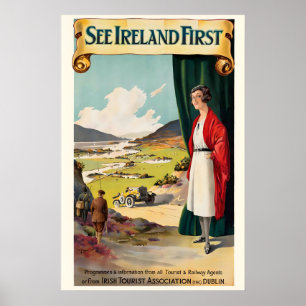 Zie eerst Ierland Vintage Reisposter Poster
