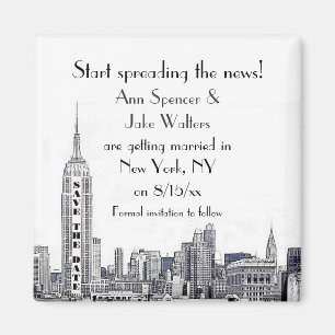ZIE HERZIENE LINK! NYC Silhouet Geëtst 01 Bewaar D Magneet
